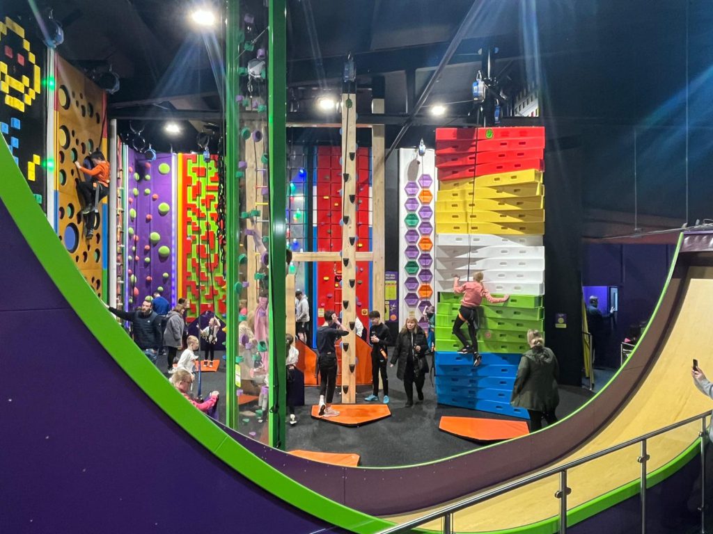 Brightly coloured Clip 'n Climb challenges
