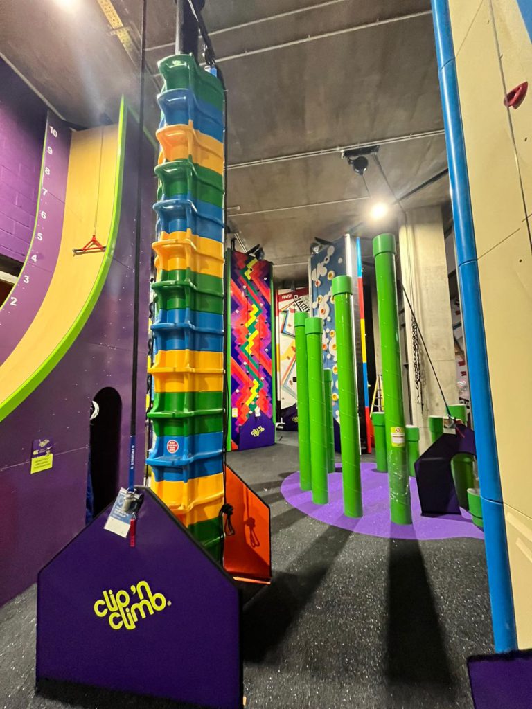 Brightly coloured Clip 'n Climb challenges